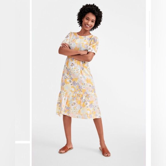 LOFT Floral Dress with Yellow and Green Accents - Picture 1 of 8